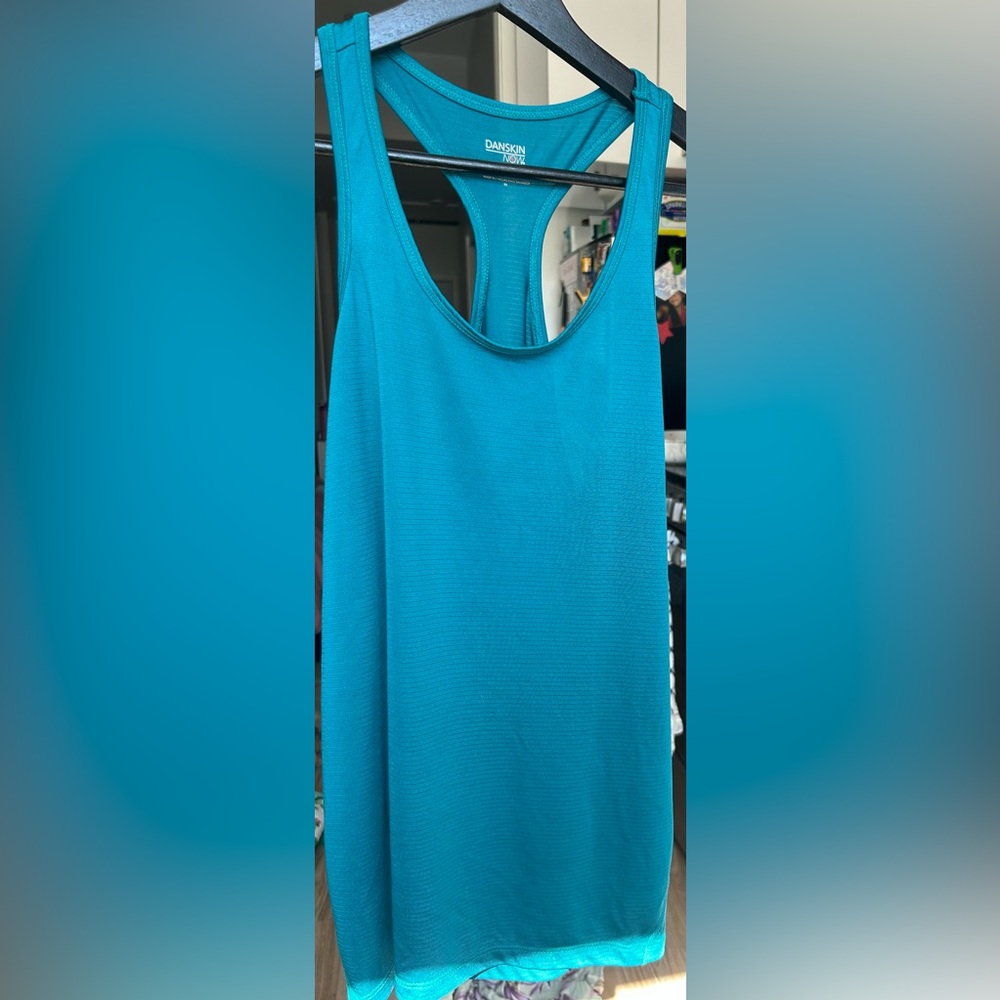 Danskin Now Teal Tank Top with Ribbed Knit